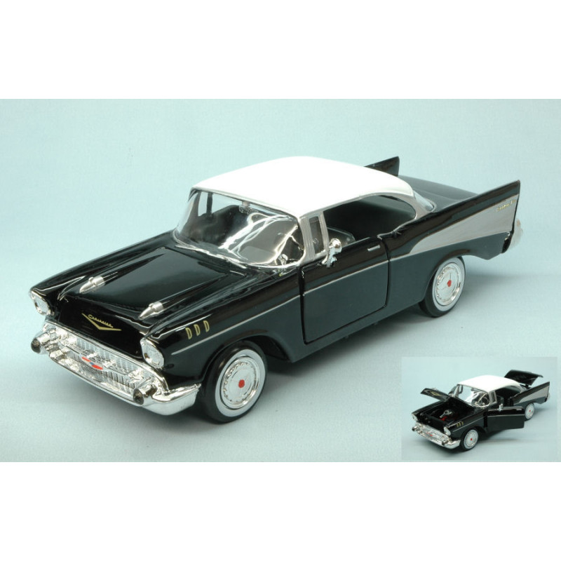 1:24 Motormax Chevy BEL AIR 1957 Nero W/bianco Roof