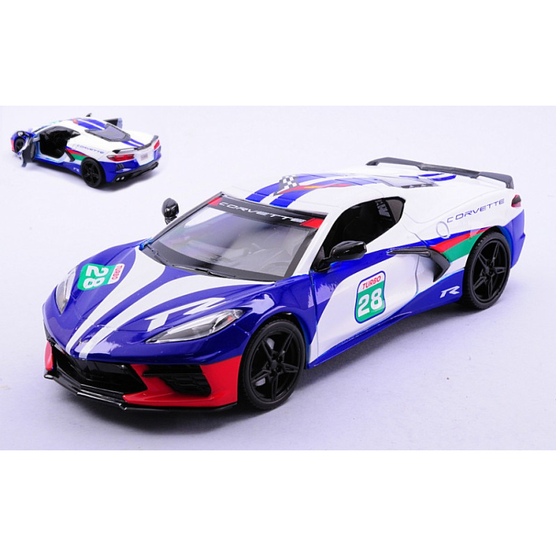 1:24 Motormax Corvette C8 GT N28 Racing 2020 Bianco/blu/rosso