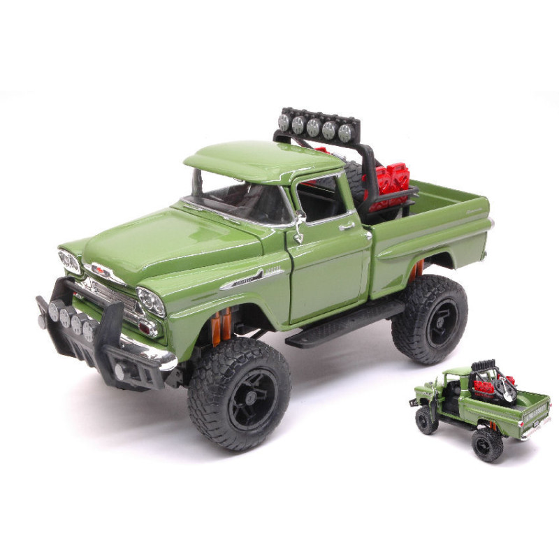 1:24 Motormax Chevrolet Apache Fleetside Pick UP OFF Road 1958 Verde