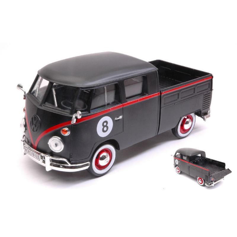 1:24 Motormax VW Type 2 (T1) Double CAB Pick UP N8 Nero Opaco/rosso