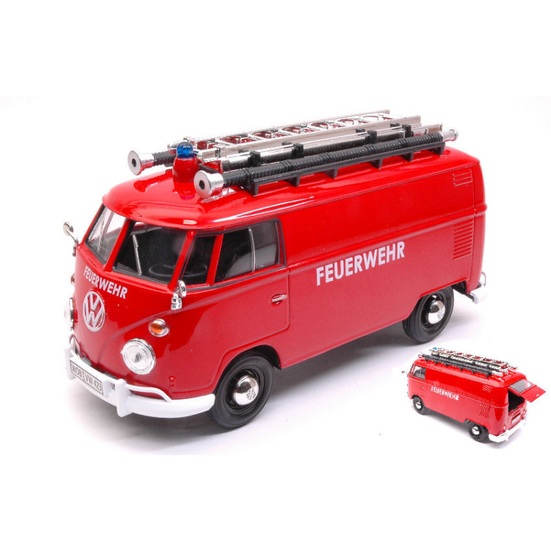 1:24 Motormax VW Type 2 (T1) Delivery VAN Feuerwehr W/ladder ON THE Roof