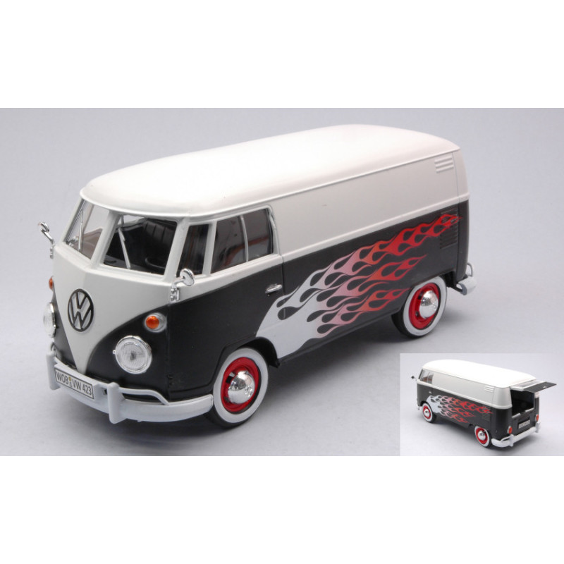 1:24 Motormax VW Type 2 (T1) Delivery VAN Bianco/nero W/flames