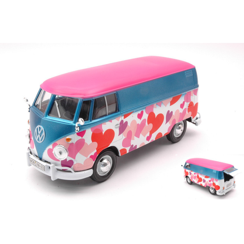 1:24 Motormax VW Type 2 (T1) 1965 Delivery VAN Love Blu/rosa/viola