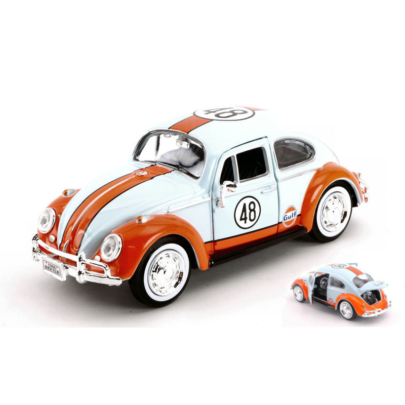 1:24 Motormax VW Beetle 1966 N48 Gulf Blu Chiaro/arancione