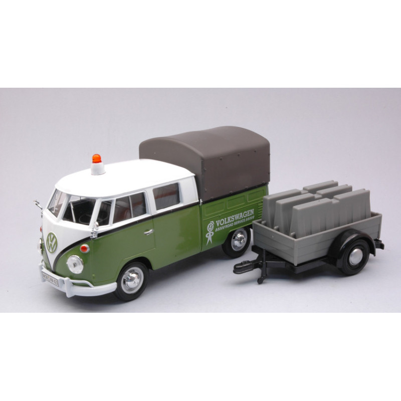 1:24 Motormax VW T2 Pick UP Road Maintenance Trailer Verde/bianco