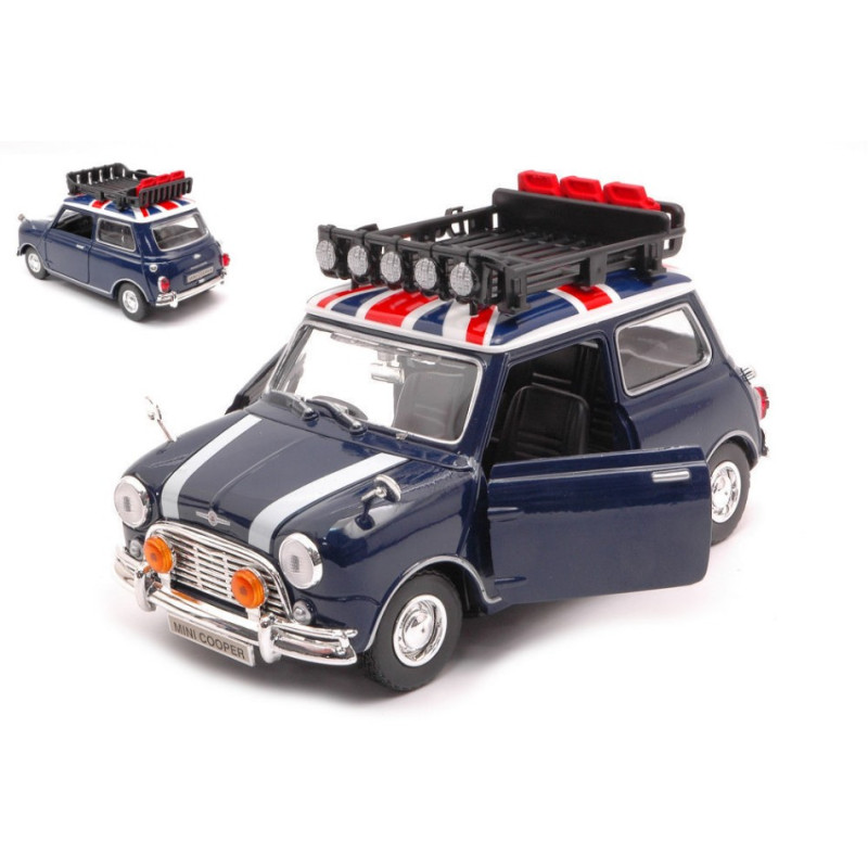 1:18 Motormax Mini Cooper Classic With Roof Rack Bule/bianco/rosso