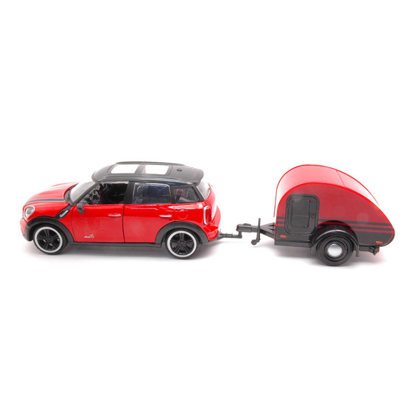 1:24 Motormax Mini Cooper S Countryman With Camper Trailer Rosso/nero