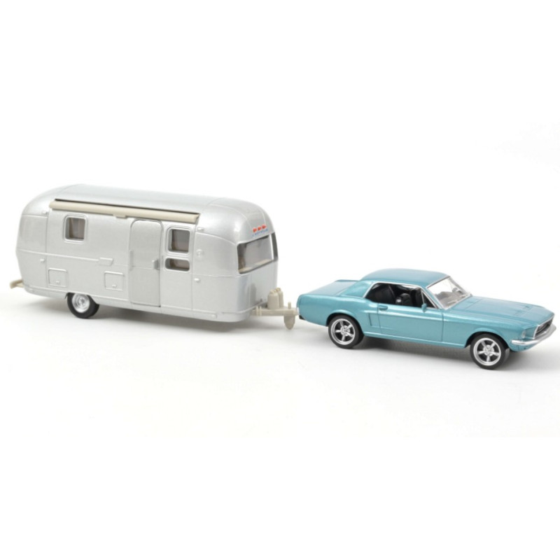 1:43 Norev Ford Mustang 1968 Blu Metallizzato AND Airstream Caravan