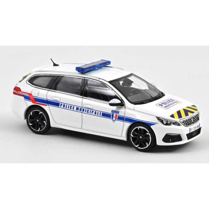 1:43 Norev Peugeot 308 SW 2018 Police Municipale Blu & Giallo Striping