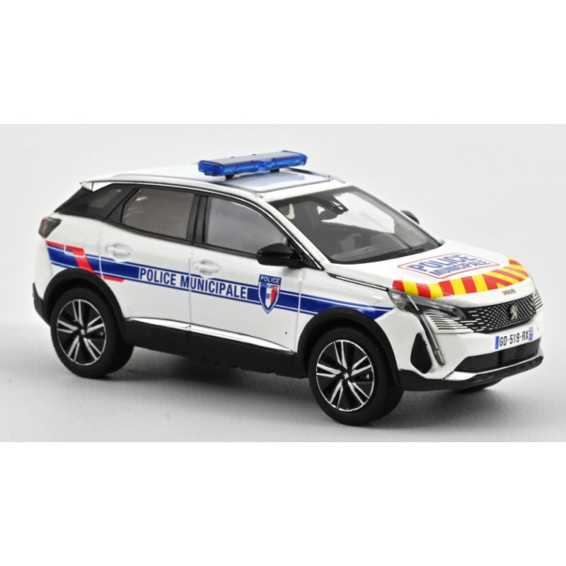 1:43 Norev Peugeot 3008 2023 Police Municipale With Rosso & Giallo Striping