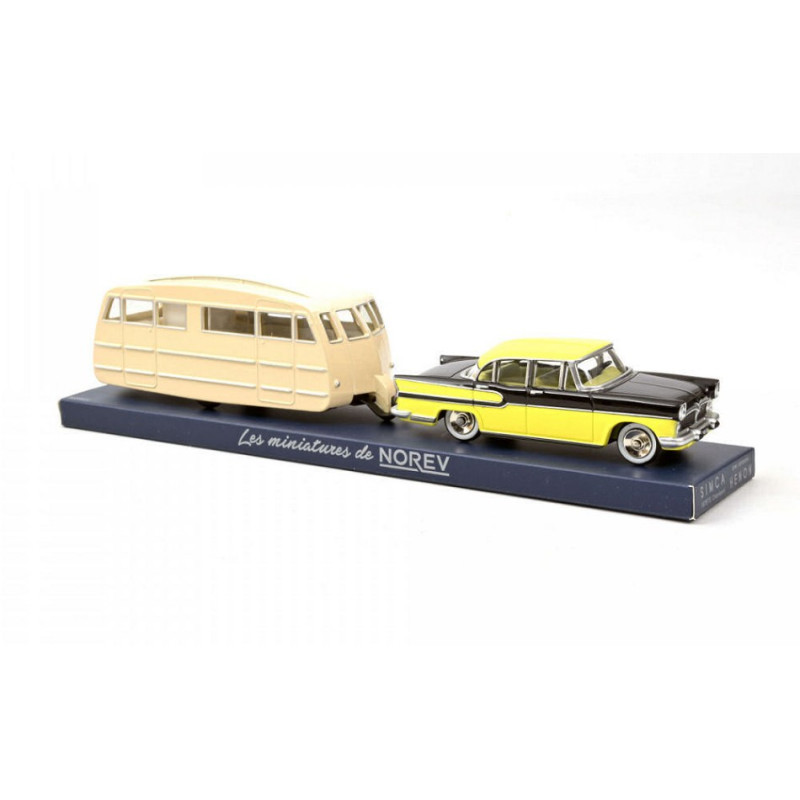 1:43 Norev Simca Vedette Chambord 1958 & Caravane Henon Jaune & Noir Diamant