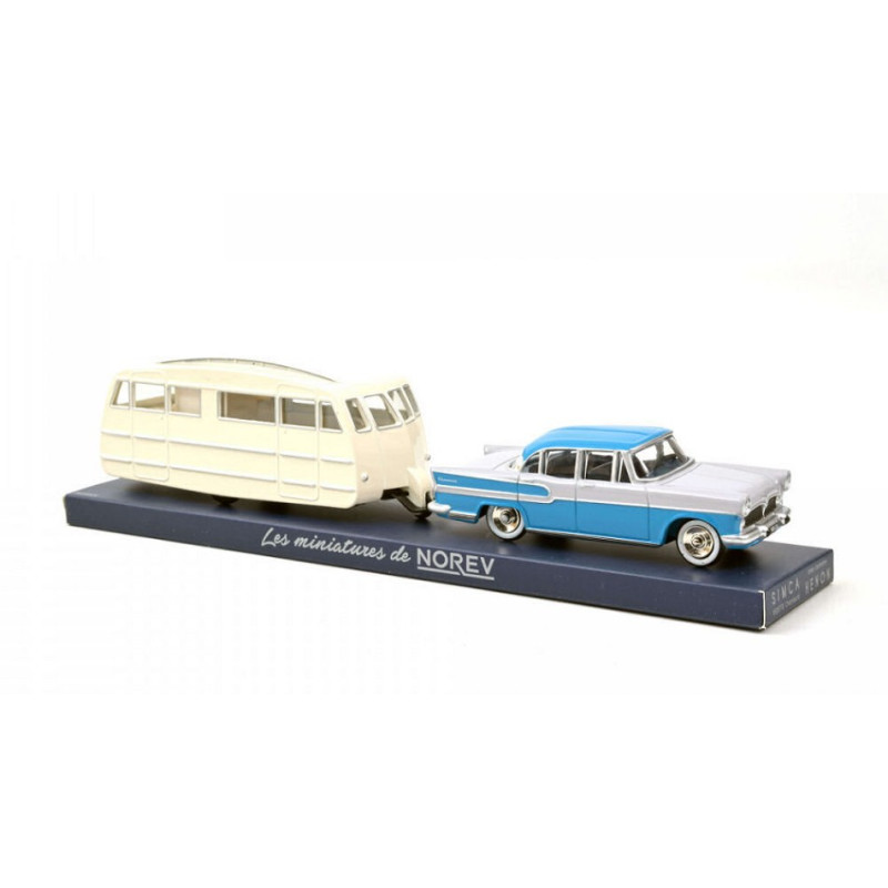 1:43 Norev Simca Vedette Chambord 1958 & Caravane Henon Bleu & Gris