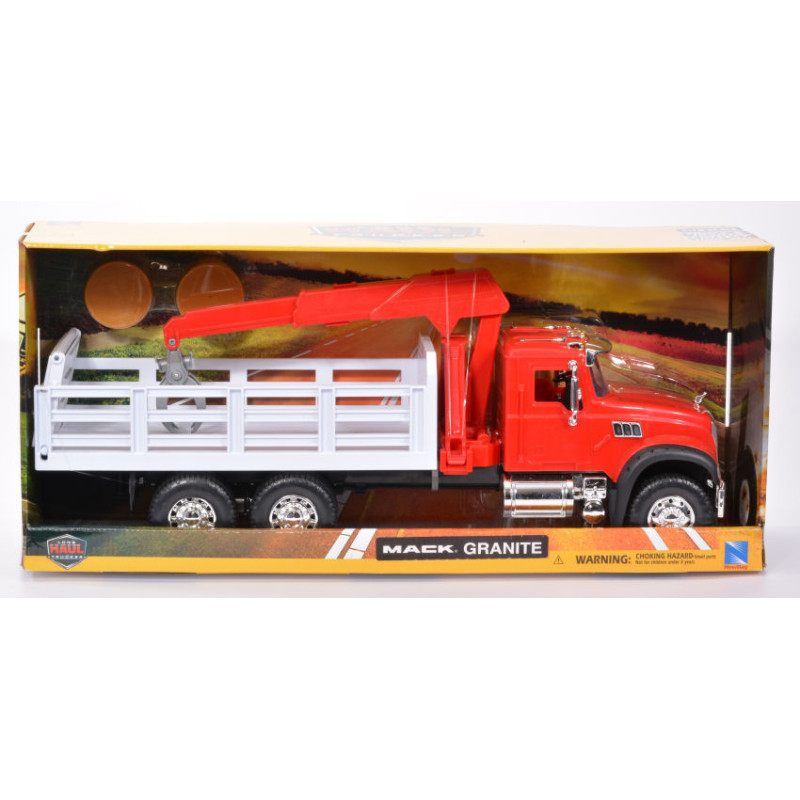 1:18 New Ray Mack Granite Truckfarm Rosso Trailer Bianco Plastica