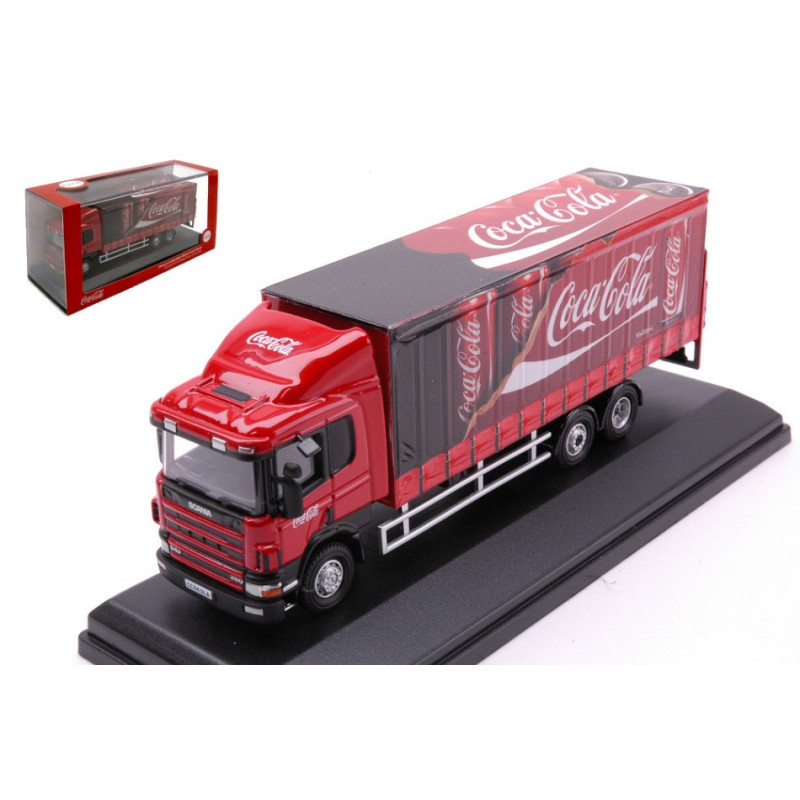 1:76 Oxford Scania 94D 6 Wheel Curtainside Coca Cola