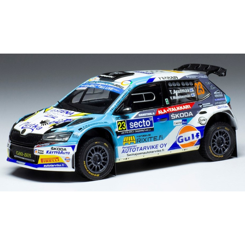 1:43 Ixo Model Skoda Fabia RALLY2 EVO N23 Rally Finland 2022 Asunmaa/mannisenmaki