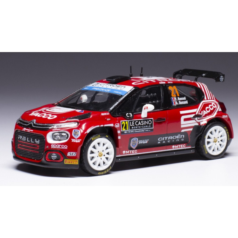 1:43 Ixo Model Citroen C3 WRC2 N21 Rally Monte Carlo 2023 ROSSEL/DUNAN