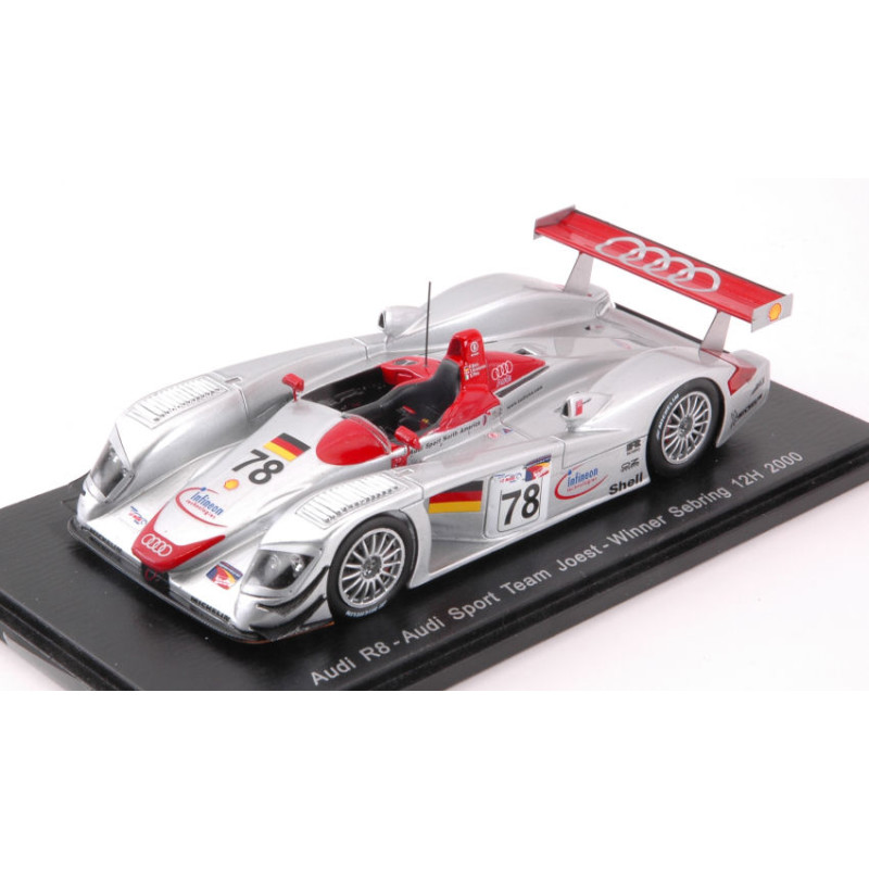 1:43 Spark Audi R8 N78 Winner 12 H Sebring 2000 F.biela t.kristensen e.pirro