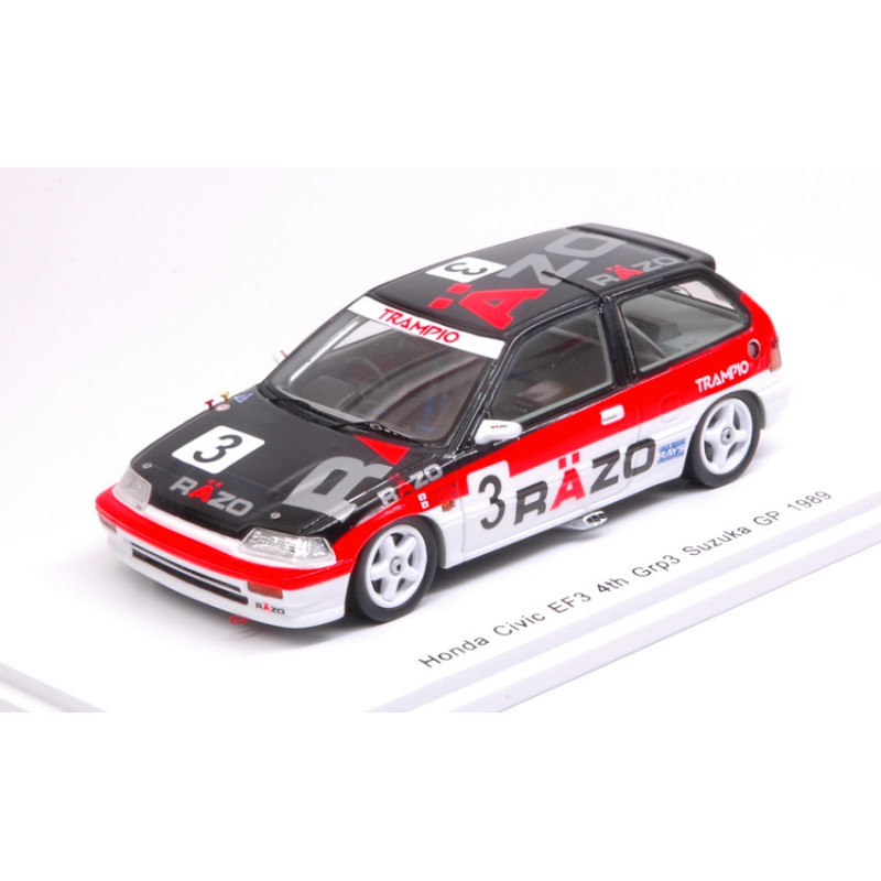 1:43 Spark Honda Civic EF3 N3 4th Suzuka GP 3 1989 Nhattori t.tsutsumi