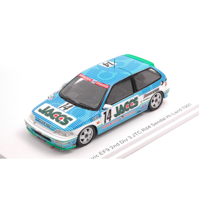 1:43 Spark Honda Civic EF9 N14 2nd JTC Rd4 Sendai 1991 A.nakaya n.hattori