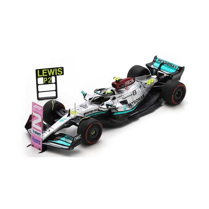 1:43 Spark Mercedes F1 L.hamilton 2022 N44 2nd Brazil GP W/pit AND Number Board