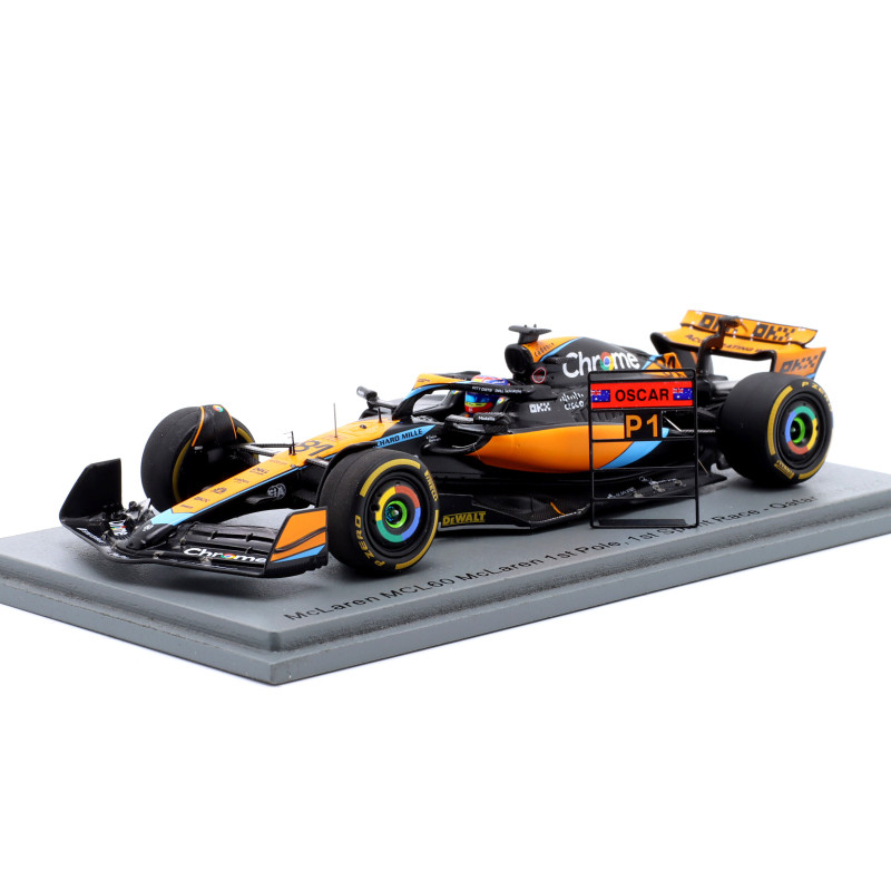 1:43 Spark Mclaren MCL60 N81 1st Pole Qatar GP 2023 O.piastri W/pit Board