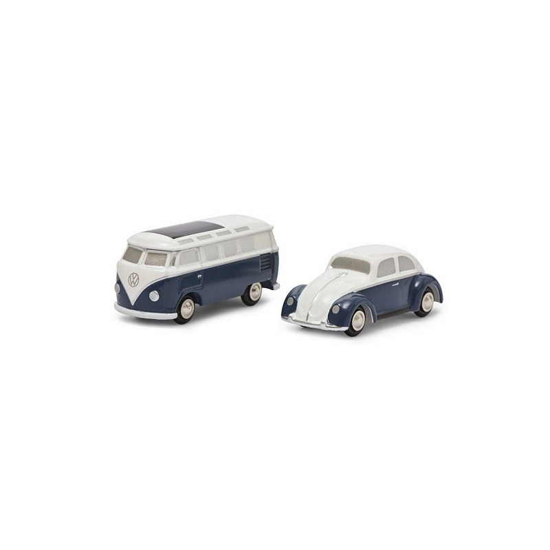 1:87 Schuco VW Kafer + VW Samba T1 SET Bianco/blu