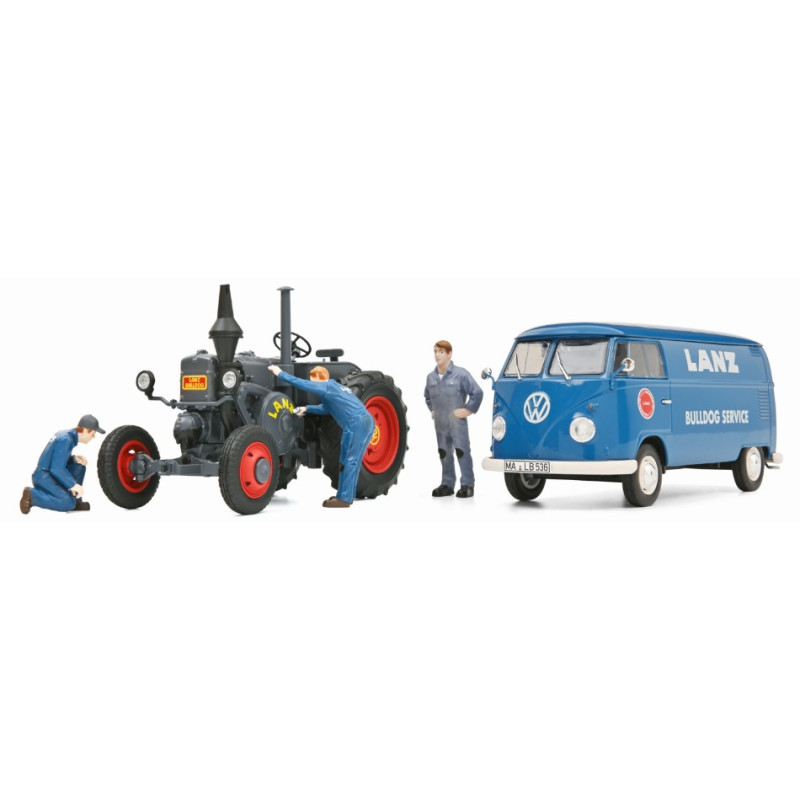 1:32 Schuco Volkswagen T1B VAN Lanz Assistance With Bulldog Tractor 1956