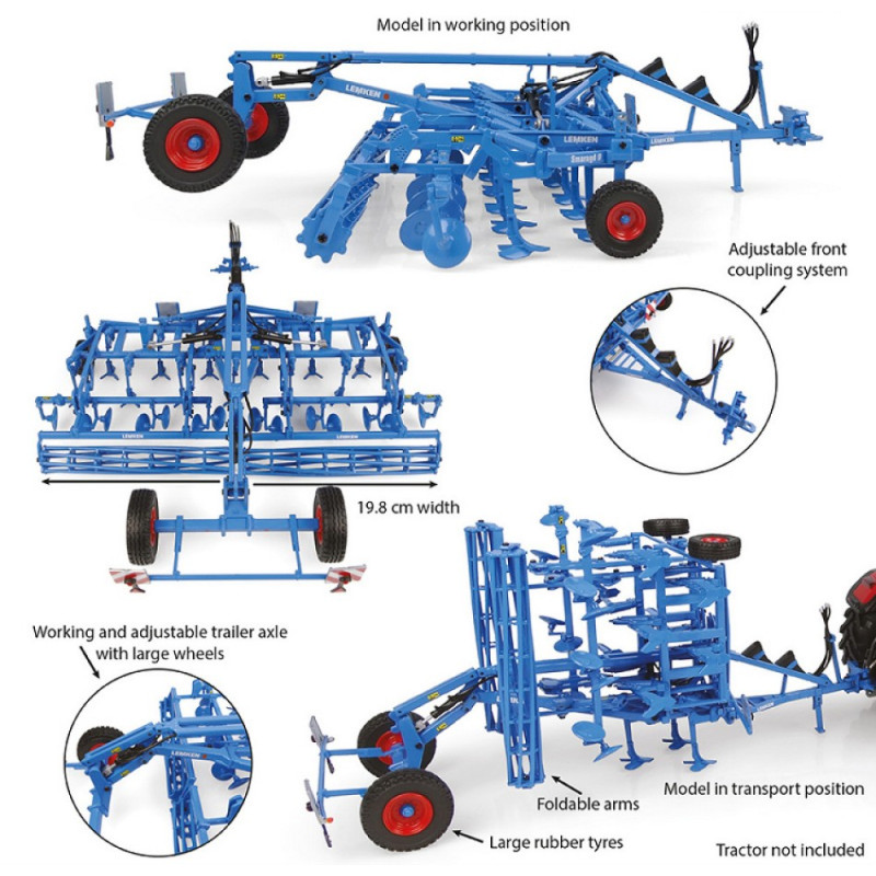 1:32 Universal Hobbies Coltivatore Estirpatore Lemken Smaragd 9/600 K Semi Mounted Field