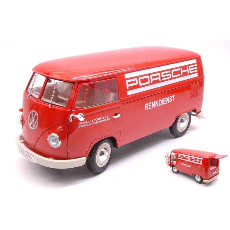 1:18 Welly VW T1 BUS 1963 Panel VAN Porsche Renndienst