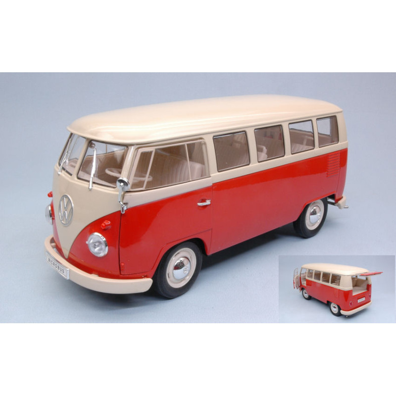 1:18 Welly VW T1 BUS Rosso W/crema Roof