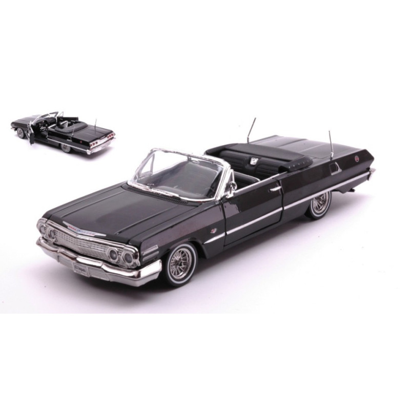 1:24 Welly Chevrolet Impala Convertible 1963 LOW Rider Nero