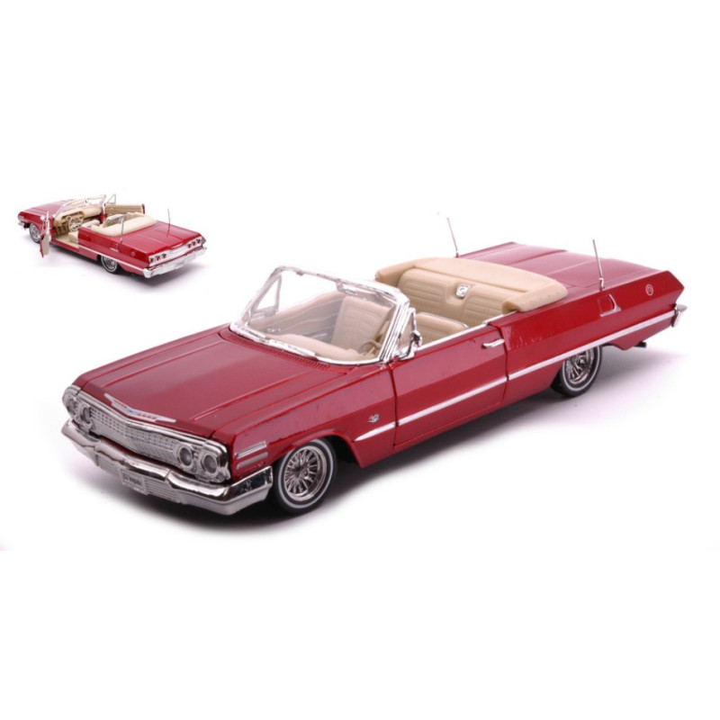 1:24 Welly Chevrolet Impala Convertible 1963 LOW Rider Rosso Metallizzato