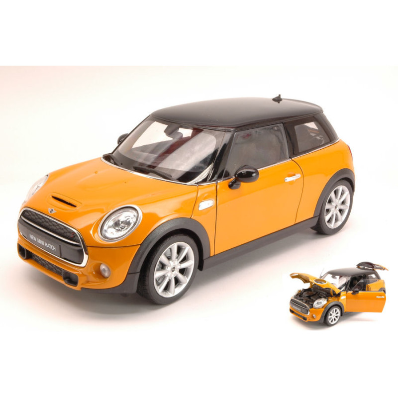 1:18 Welly NEW Mini Hatch 2015 Arancione W/nero Roof