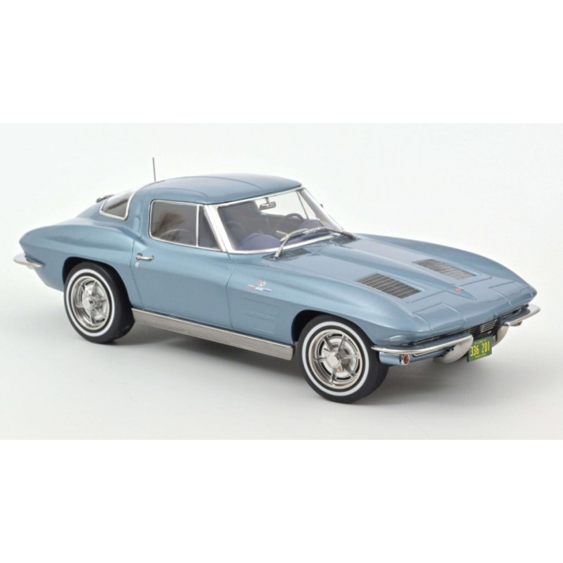 1:18 Norev Chevrolet Corvette Sting RAY 1963 Blu Chiaro Metallizzato