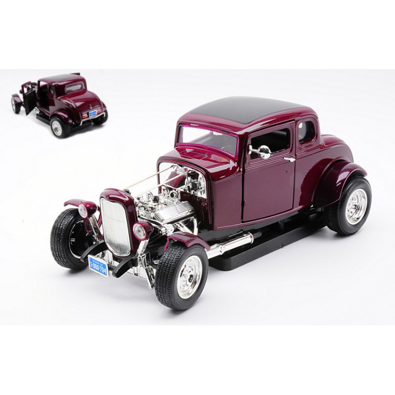 1:18 Motormax Ford HOT ROD Newstalgia (open Hood) 5 WINDOW Coupe' Burgundy