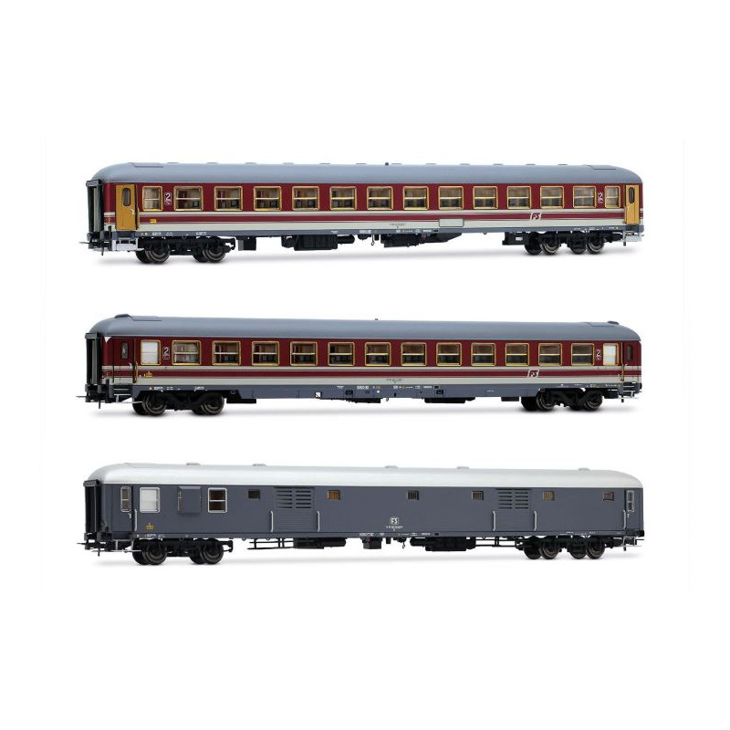 1:87 Rivarossi FS 3 Carrozze ,2a Classe, 2a Classe, Bagagl. Alpen Express Ep.ivb