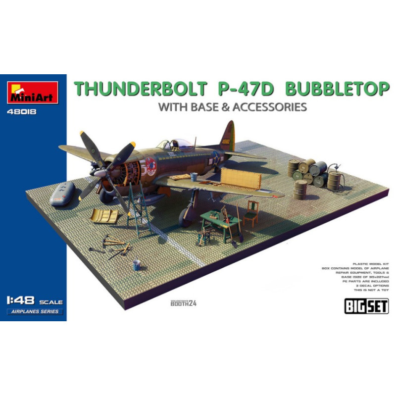 1:48 Miniart Thunderbolt P 47D Bubbletop W/base & Accessories BIG SET KIT