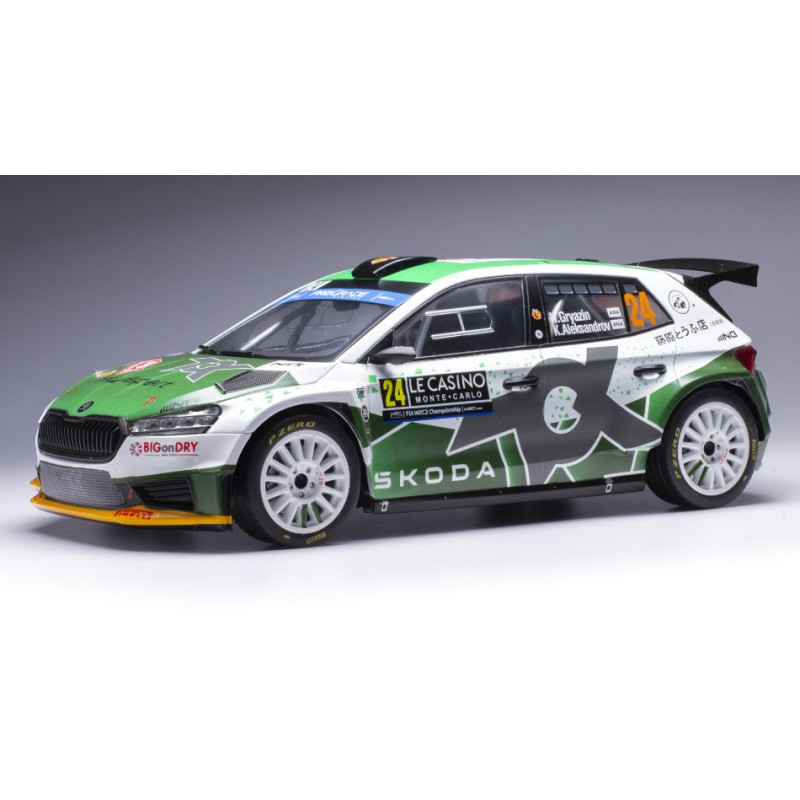 1:18 Ixo Model Skoda Fabia RALLY2 N24 Rally Monte Carlo 2023 Gryazin Aleksandrov