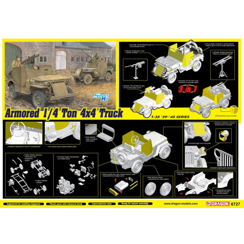 1:35 Dragon Armorosso 1/4 Ton 4x4 Truck W/50 cal Machine GUN KIT